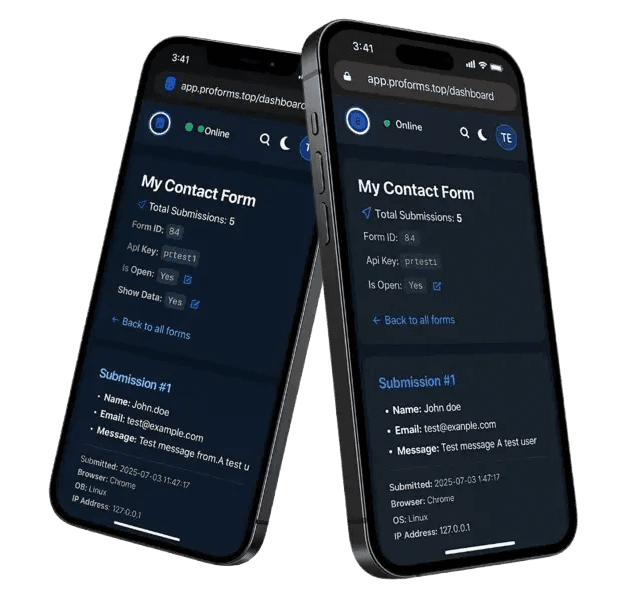 ProForm Real-time Analytics Dashboard - Form Submission Management Interface